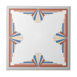 Azulejo Elementos Art Decó en oro rosa, marrón y azul