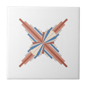 Azulejo Elementos Art Decó en oro rosa, marrón y azul