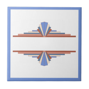 Azulejo Elementos Art Decó en oro y azul rosa