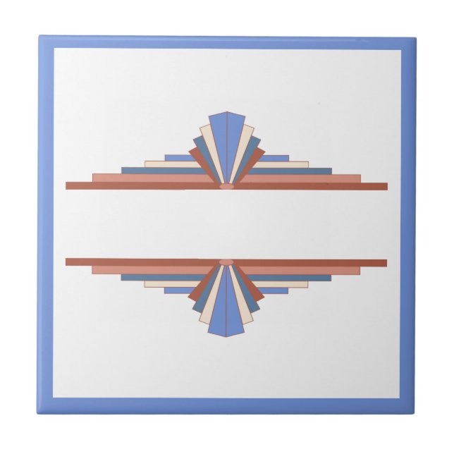 Azulejo Elementos Art Decó en oro y azul rosa (Frente)