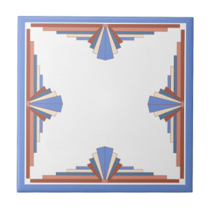 Azulejo Elementos Art Decó en oro y azul rosa