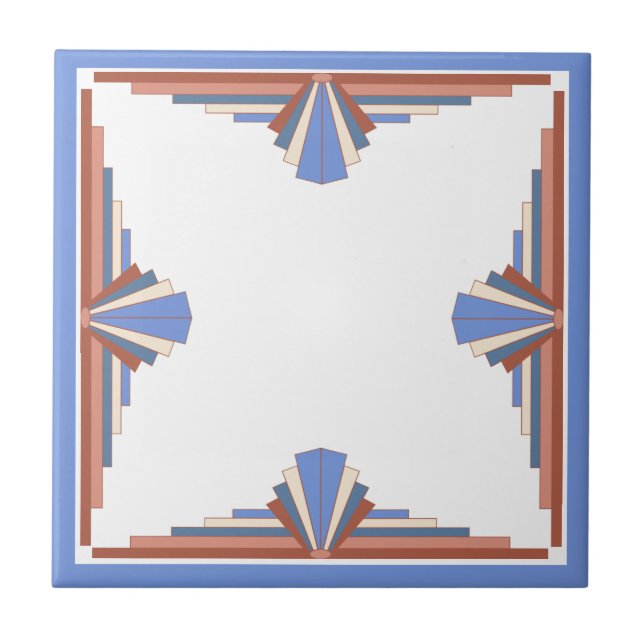 Azulejo Elementos Art Decó en oro y azul rosa (Frente)