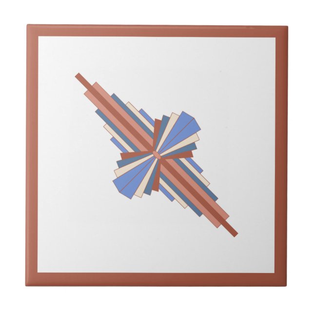 Azulejo Elementos Art Decó en oro y azul rosa (Frente)