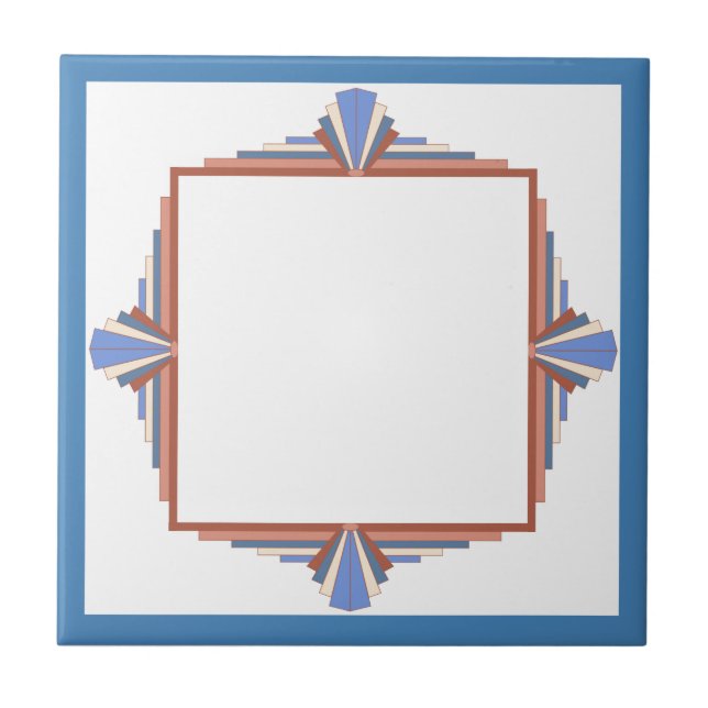 Azulejo Elementos Art Decó en oro y azul rosa (Frente)