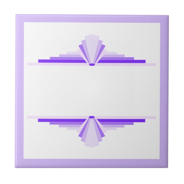 Azulejo Elementos Art deco en púrpura profundo y claro (Frente)