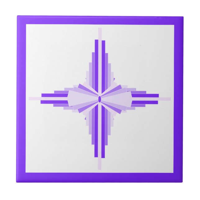 Azulejo Elementos Art deco en púrpura profundo y claro (Frente)