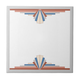 Azulejo Elementos Art Decó en rosa dorado, marrón y azul