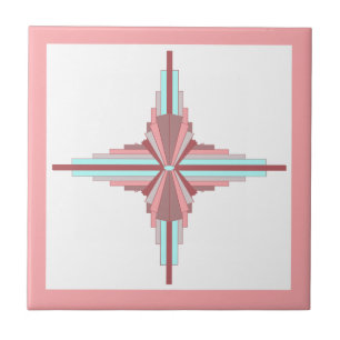 Azulejo Elementos Art Deco en rosa oscuro y azul