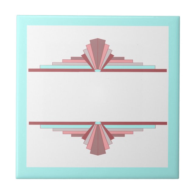 Azulejo Elementos Art Deco en rosa oscuro y azul (Frente)