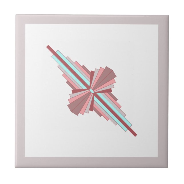 Azulejo Elementos Art Deco en rosa oscuro y azul (Frente)