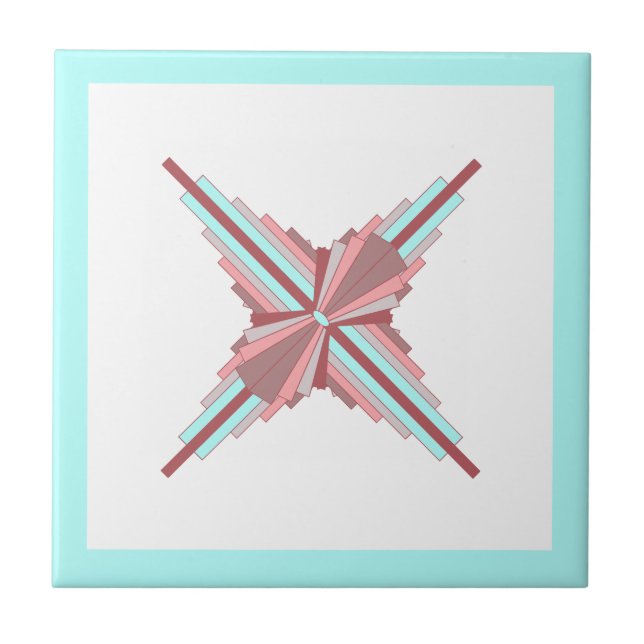 Azulejo Elementos Art Deco en rosa oscuro y azul (Frente)