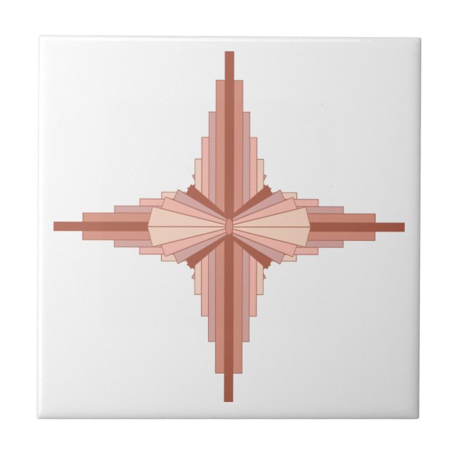 Azulejo Elementos Art Decó en una paleta de oro rosa (Frente)