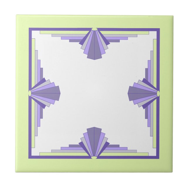 Azulejo Elementos Art deco en uva, limón y lilac (Frente)