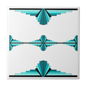 Azulejo Elementos Art Deco en verde verde azulado