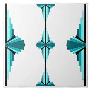 Azulejo Elementos Art Deco en verde verde azulado