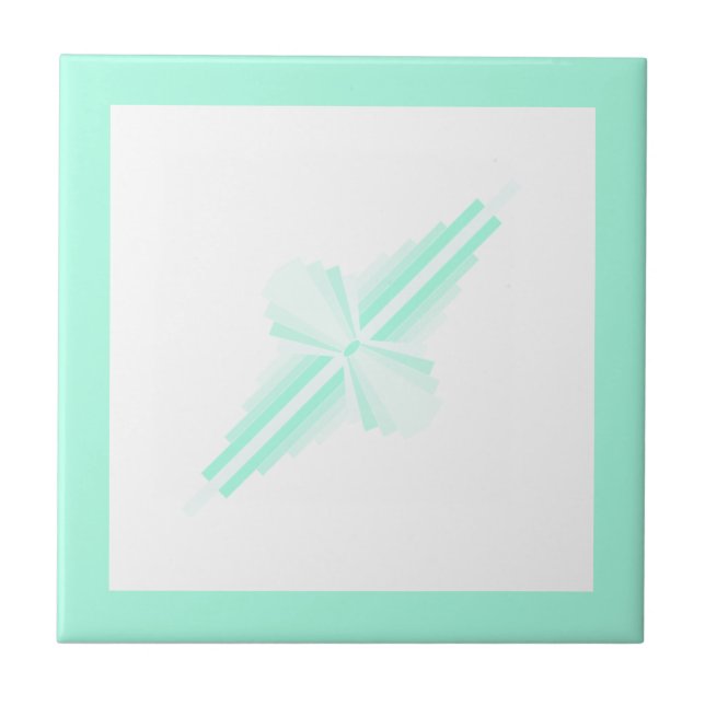 Azulejo Elementos Art Deco en verde verde azulado suave (Frente)
