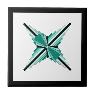 Azulejo Elementos Art Deco en verde verde azulado y negro