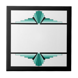 Azulejo Elementos Art Deco en verde verde azulado y negro