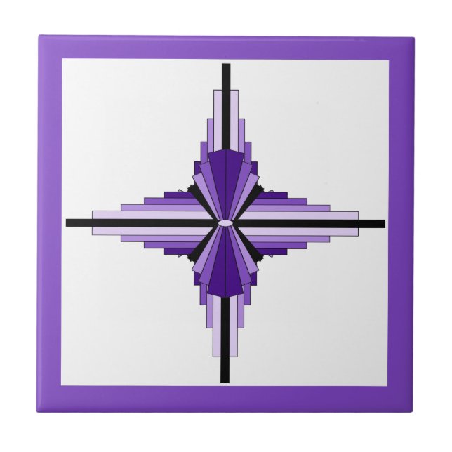 Azulejo Elementos Art deco en violeta (Frente)