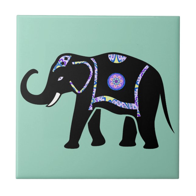 Azulejo Elephant Animal Abstract Decorative Patterns (Frente)