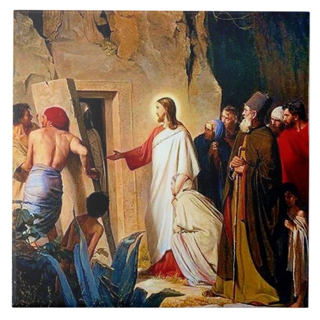 Azulejo Elevación de Lázaro, Carl Bloch, (Frente)