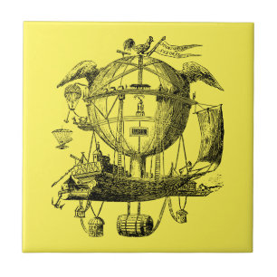 Azulejo Elevar tu espacio con el viejo Airship Steampunk