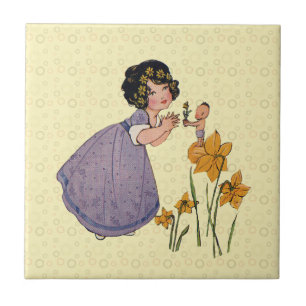 Azulejo Elfo de Jardín Narciso Tierra de Hadas Primavera P