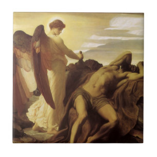 Azulejo Elías en el desierto por Lord Frederic Leighton