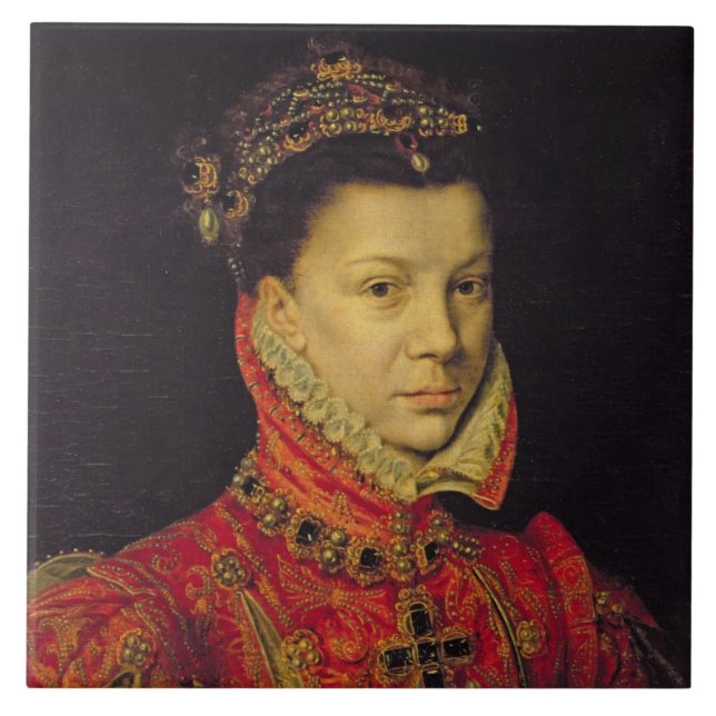 Azulejo Elizabeth de Valois (1545-68) 1570 (aceite en (Frente)