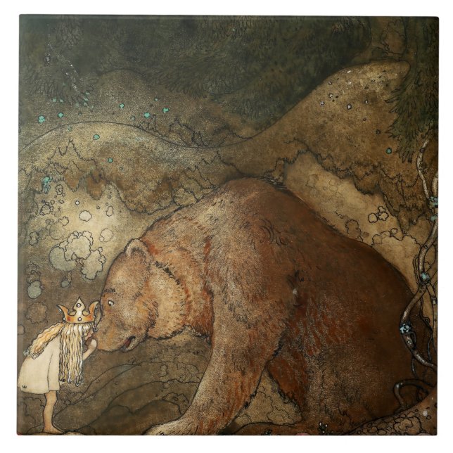 Azulejo "Ella besó al oso" de John Bauer (Frente)