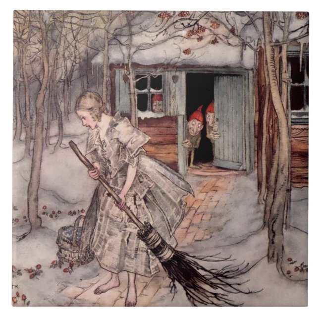 Azulejo “Ella Encontró Fresas Maduras” de Arthur Rackham (Frente)