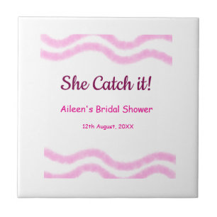 Azulejo Ella lo atrapa espiral rosa líneas acuarela boda 