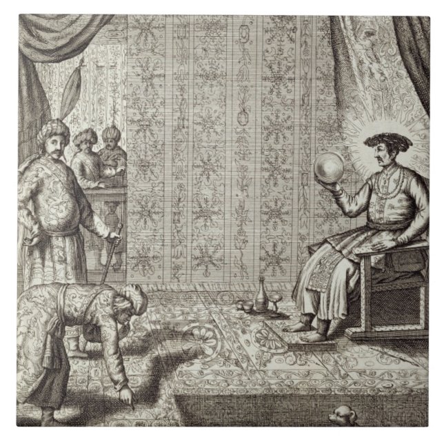 Azulejo Embajadores chinos a una regla india, de 'Chin (Frente)