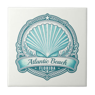 Azulejo Emblema de concha marina costera de Atlantic Beach