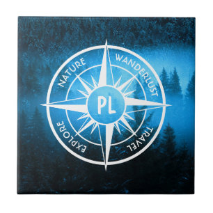 Azulejo Emblema de la estrella de la brújula monograma nie