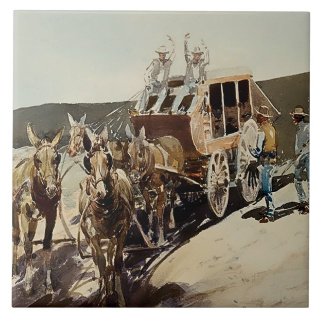 Azulejo Emboscada a la diligencia de Edward Borein (Frente)