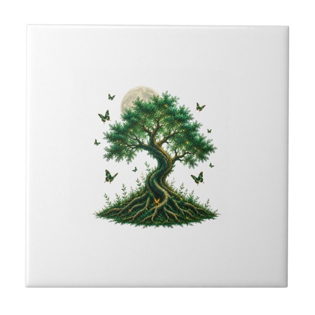 Azulejo emerald magic tree latte mug (Frente)