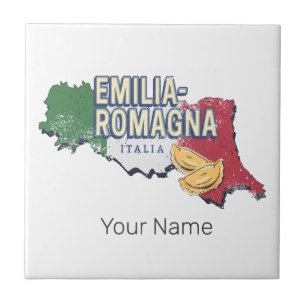 Azulejo Emilia Romagna Bandera Italia Región Retro Mapa de