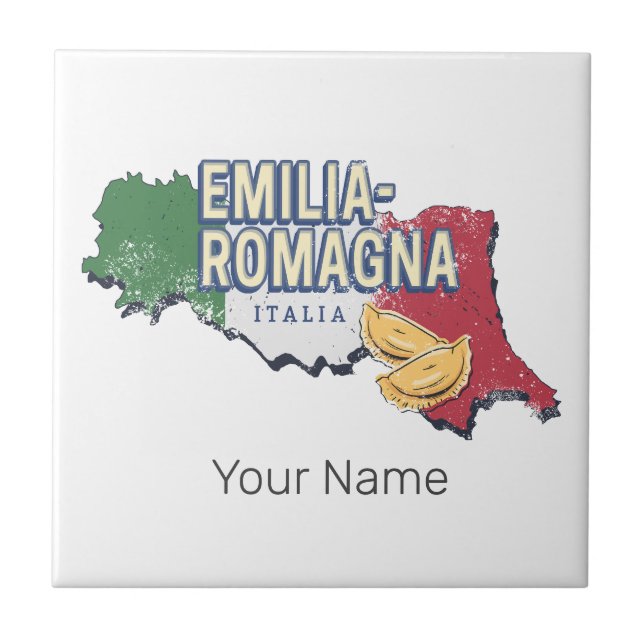 Azulejo Emilia Romagna Bandera Italia Región Retro Mapa de (Frente)
