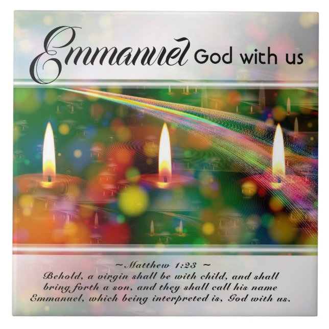 Azulejo Emmanuel God With Us Matthew 1:23 Navidades Biblia (Frente)