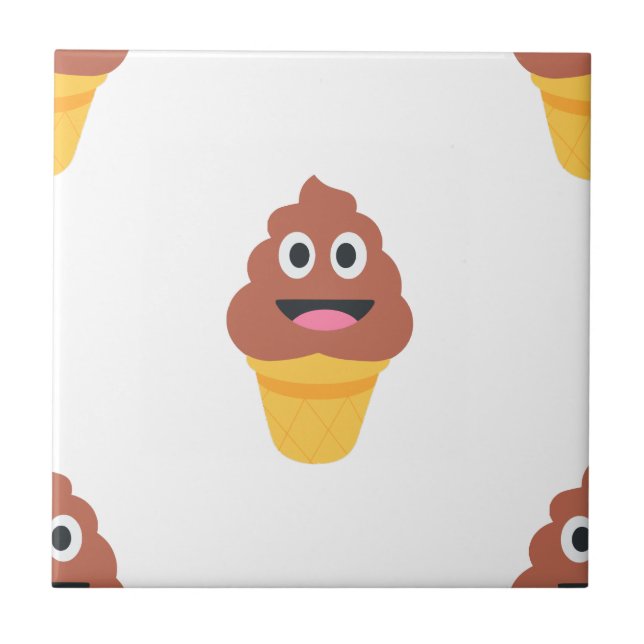 Azulejo emoji de caca de helado (Frente)