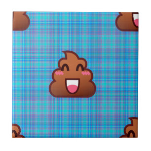 Azulejo emoji de caca de plaid