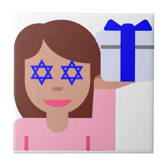 Azulejo emoji de giro de pelo de chanukkah (Frente)