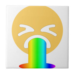 Azulejo emoji de puke arco iris