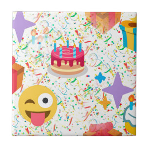 Azulejo emoji feliz de cumpleaños