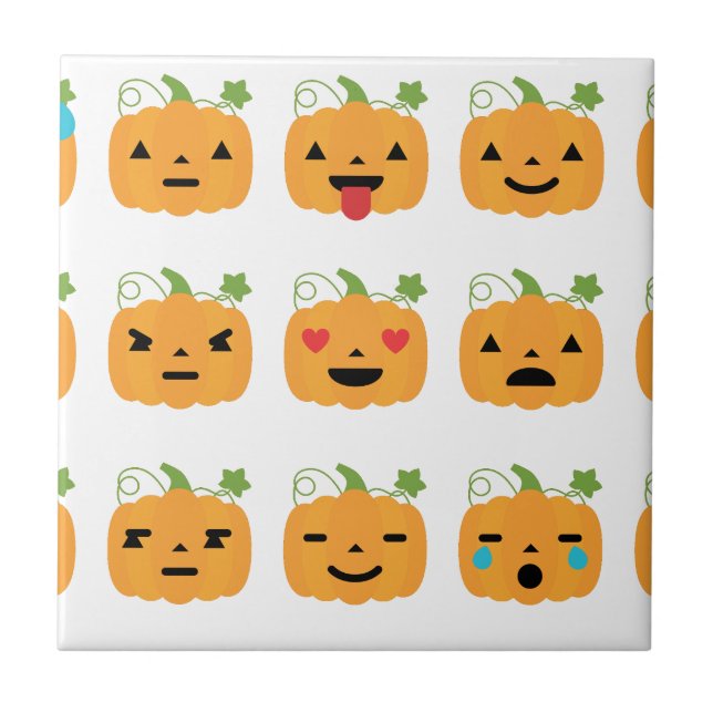 Azulejo emojis de calabaza de halloween (Frente)