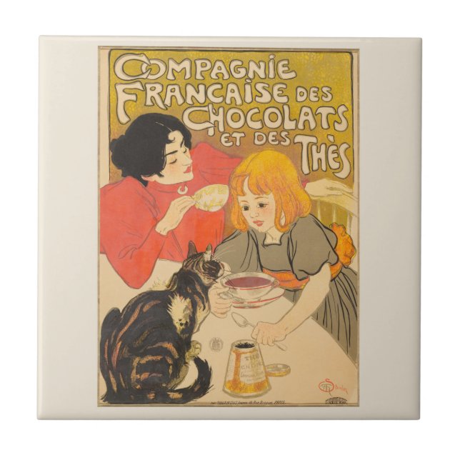 Azulejo Empresa francesa de chocolate y té, Art Nouveau (Frente)