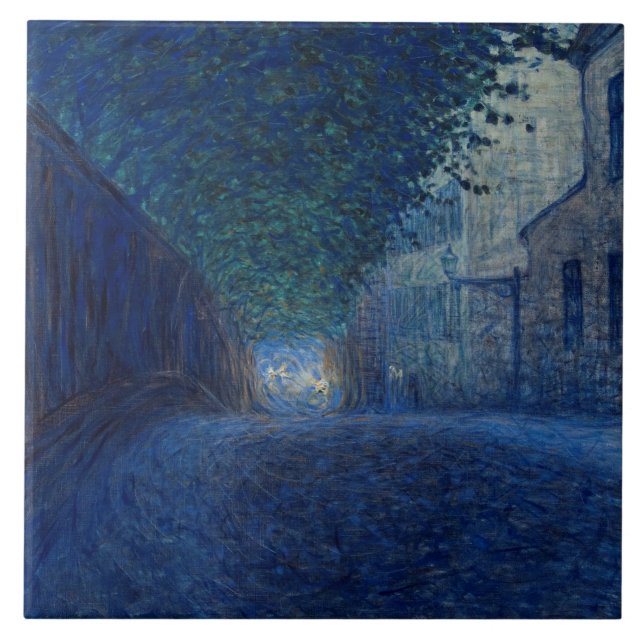 Azulejo En Dusk (Paisaje nocturno) (Escena nocturna) (Frente)