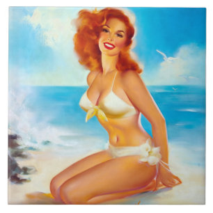 Azulejo En el Beach Pin Up