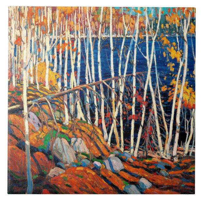 Azulejo En el norte, arte fino de Tom Thomson, (Frente)
